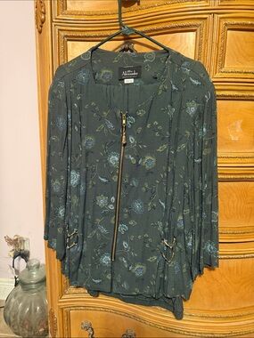 Green Floral Zip-Front Jumpsuit